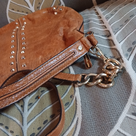 MICHAEL KORS Uptown Astor Tote Studded Cognac Brown Leather Large Hobo Bag 13" - Picture 10 of 16